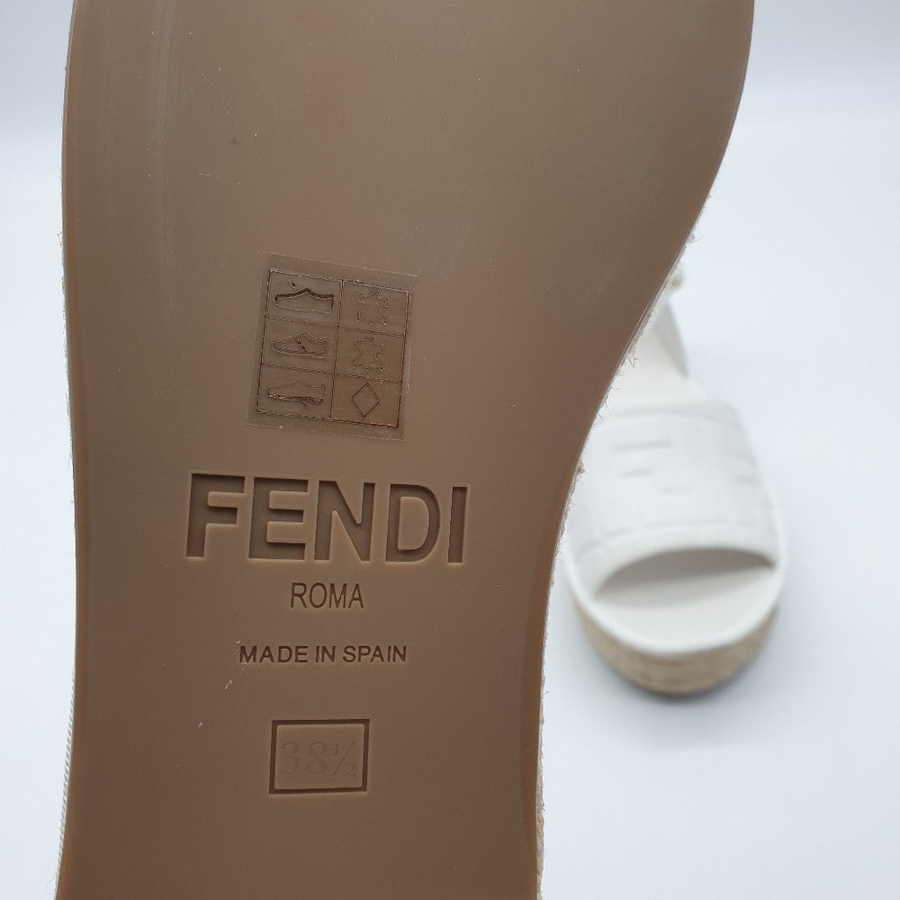 Fendi FF monogrammed leather espadrilles white NIB - Picture 6 of 9